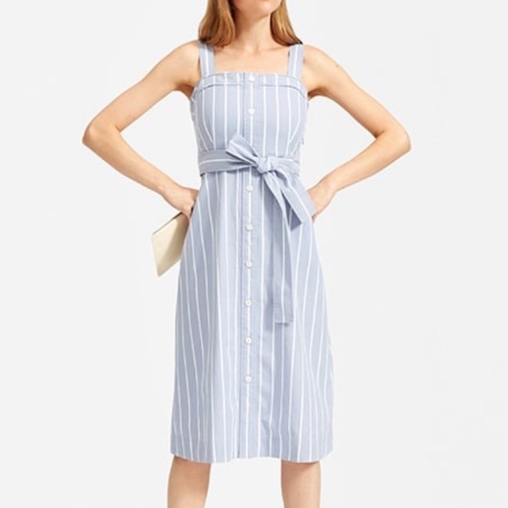 Everlane blue cotton striped tank dress size 16 NWT